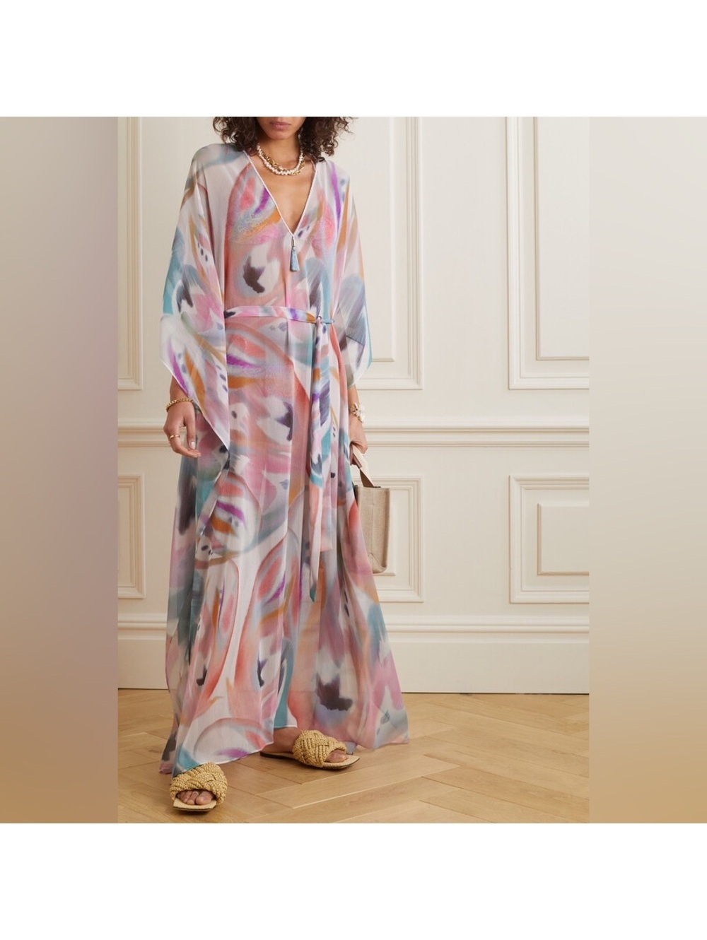 Etro Abito Mare Kaftan-Style Dress in Pastel (Made in Italy) Size 38, NWT $1,550